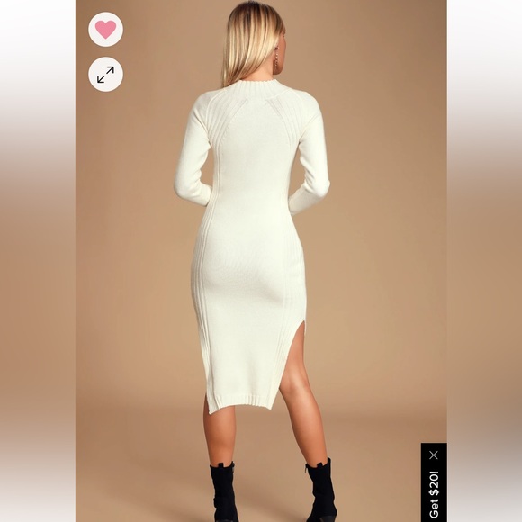 Lulu’s Snuggle Party Ivory Mock Neck Midi Sweater Dress - Picture 2 of 4